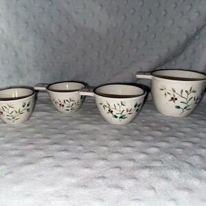 White and Green Floral Ceramic Serveware Bowls